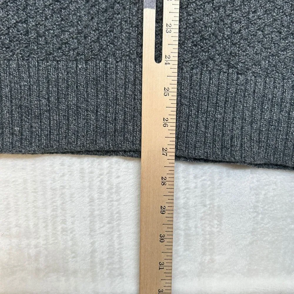 Banana‎ Republic 1/4 Zip Sweater Mens Medium Grey Heather Knit Cotton Nylon Wool